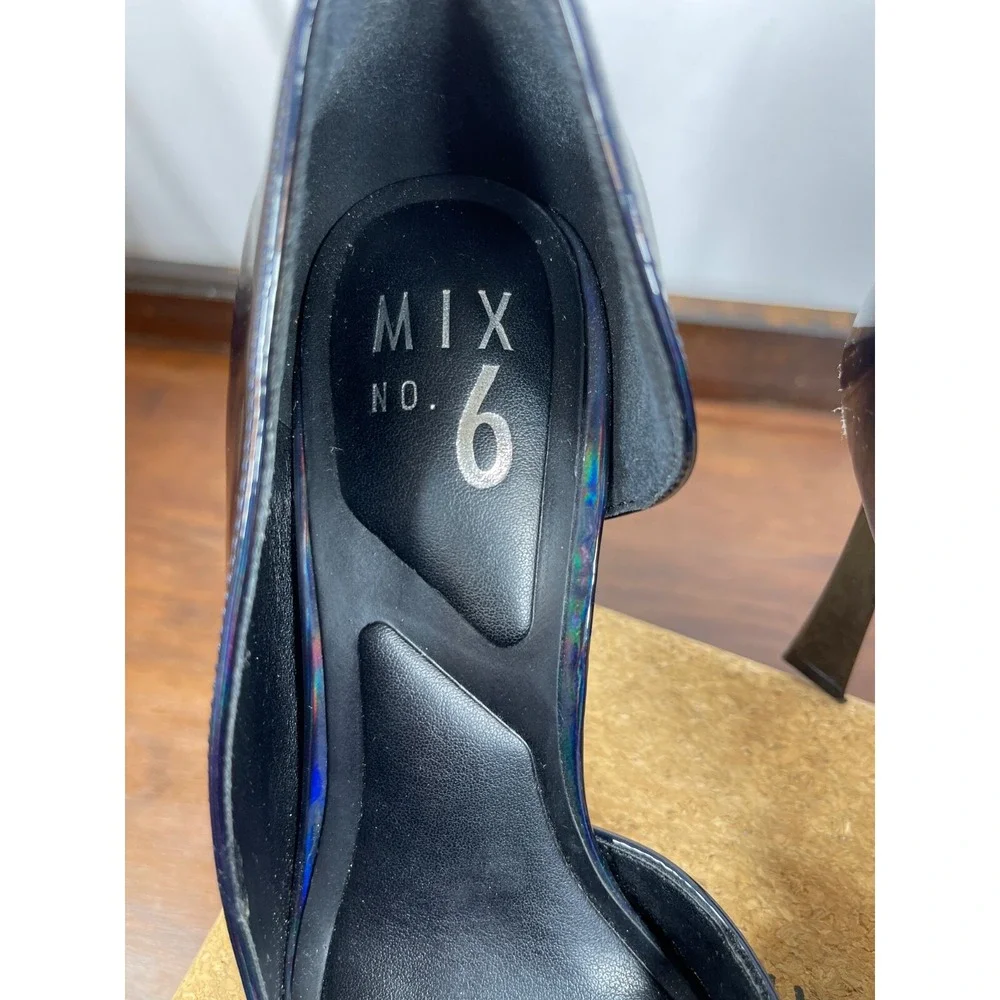 Black Patent Iridescent Sz 6.5 Pump Hologram Prom Formal Point Toe Stiletto Mix6